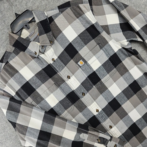 Carhartt Other - Carhartt Plaid Flannel Shirt Mens Large Gray Black Relaxed Fit Workwear Gorpcore